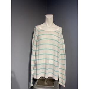 Torrid Long Sleeve Knit Tunic Top Size 1 Cream & Teal
